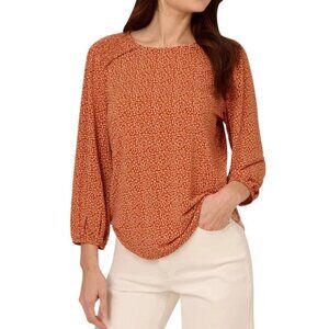 Adrianna Papell Women's Plus Size 3X Orange 3/4 Sleeeve Blouse Top NWT